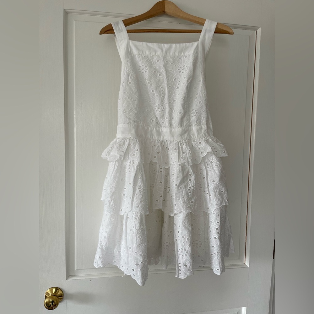 Rachel parcell White Eyelet Ruffle Dress small nwt